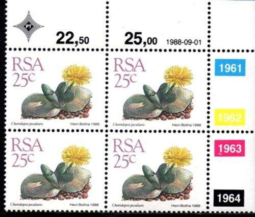 South Africa - 1988 Succulents 25c Control Block MNH SACC 675