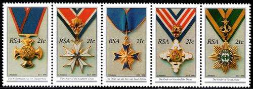 South Africa - 1990 National Orders MNH Setenant Strip SACC 735-739