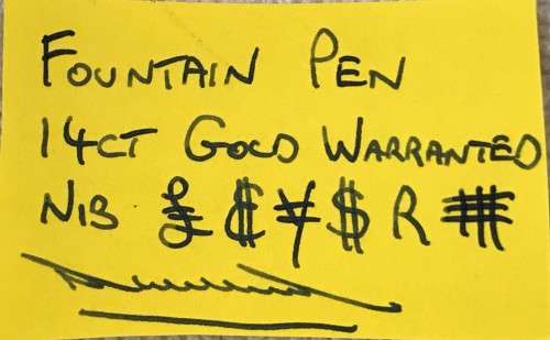 Pen Fountain Pen Button Filler 14ct Gold Nib