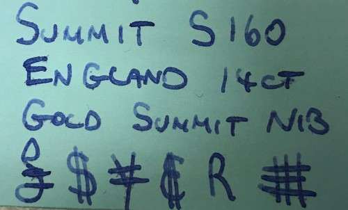 Pen Summit S160 Lever Filler England 14ct Gold Nib
