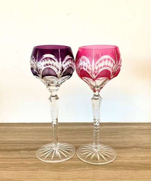 Ajka crystal multicoloured wine glass set of 5
