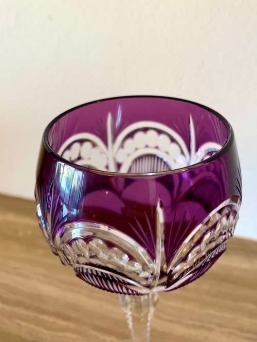 Ajka crystal multicoloured wine glass set of 5