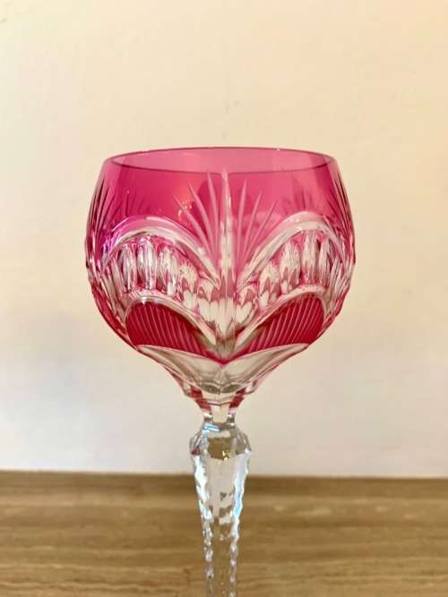 Ajka crystal multicoloured wine glass set of 5