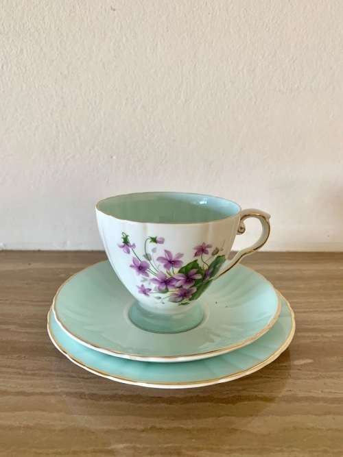 Royal Grafton Violets trio cup set
