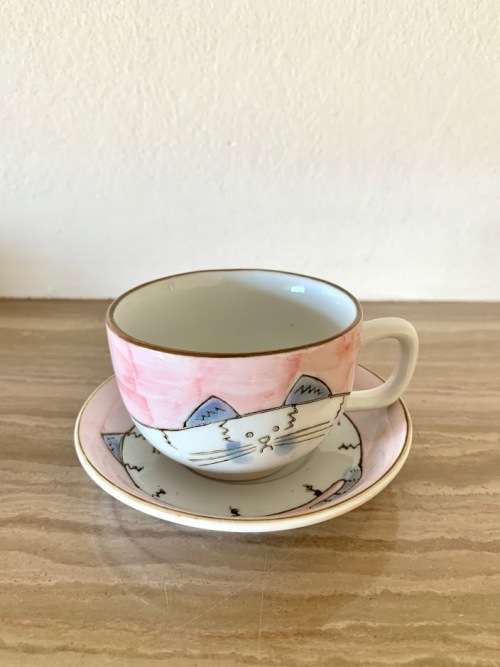 Arita ware Cat tea cup and saucer set