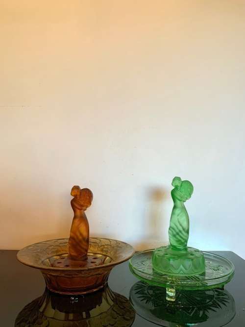 Green and Brown Glass Display