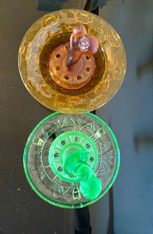 Green and Brown Glass Display
