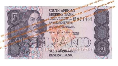 1984 5 Rand GPC De Kock 3rd Issue & Replacement EA (B4/30), (B6/11), (B7/8) & (X12)