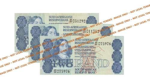 1981 2 Rand GPC De Kock 2nd Issue AE (A5 85), (A5 89) & (A5 92) - 3 Notes