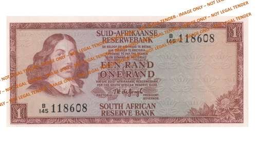 1973 1 Rand TW De Jongh 2nd Issue AE (B145) & (B297) - 2 Notes