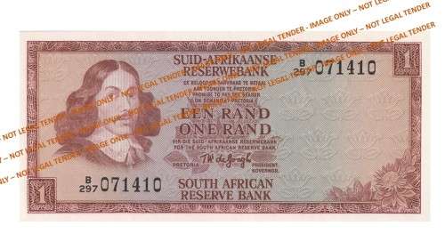 1973 1 Rand TW De Jongh 2nd Issue AE (B145) & (B297) - 2 Notes
