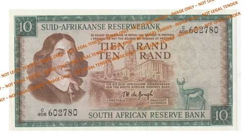 1975 10 Rand TW De Jongh 3rd Issue - 4 Notes (3 AE & 1 EA)
