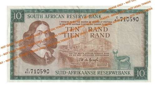 1975 10 Rand TW De Jongh 3rd Issue - 4 Notes (3 AE & 1 EA)