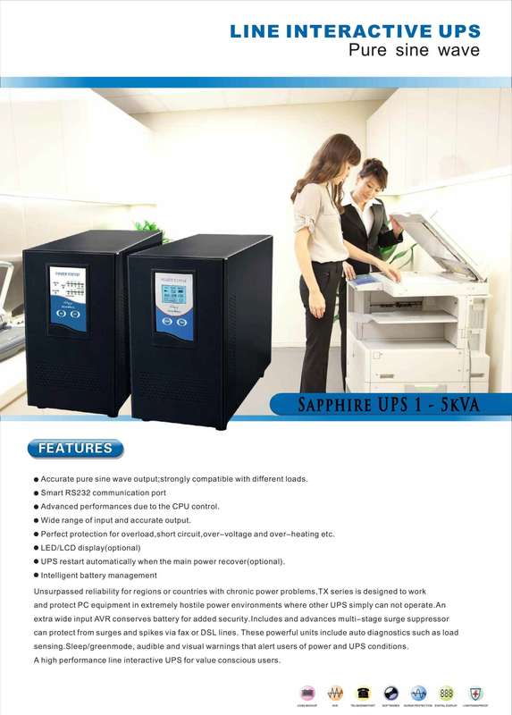 UPS INVERTER SAPPHIRE 5KVA LINE INTERACTIVE PURE SINE WAVE