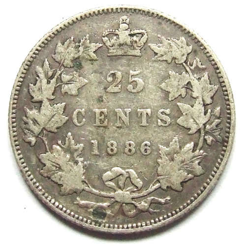 1886 Canadian Silver 25 Cents
