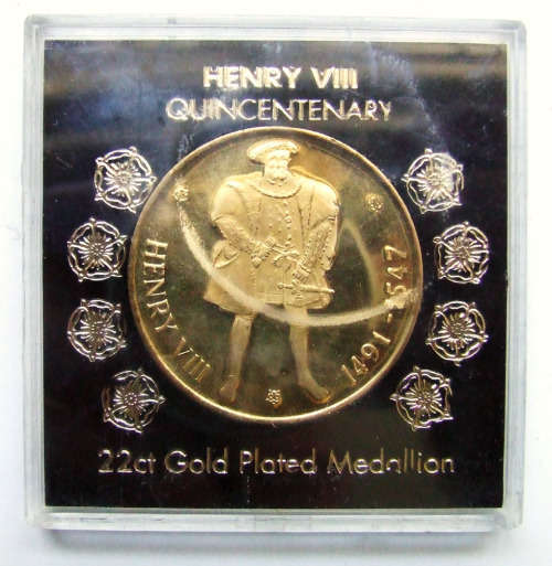 Henry VIII Quin Centenary 22ct Gold Plated Medallion