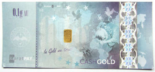 Karatbars Cash Gold Note with 0.10gram Pure gold bar (999.9)