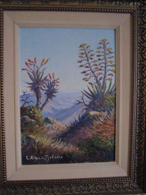 LES.ALBERTYN..AALWYN EN GAREBOOM.(veldscene) 420 x520 geraam..