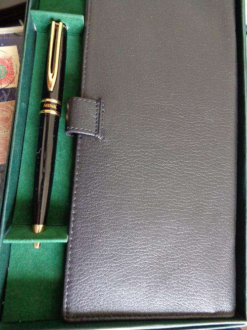 MINK BALLROLLER PEN AND CREDIT CARD/CHECKBOOK WALLET