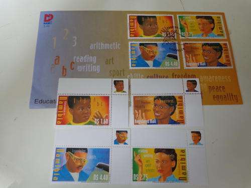 NAMIBIA EDUCATION.F.D.C.UNADRESSED + CORNER SINGLES P/MINT