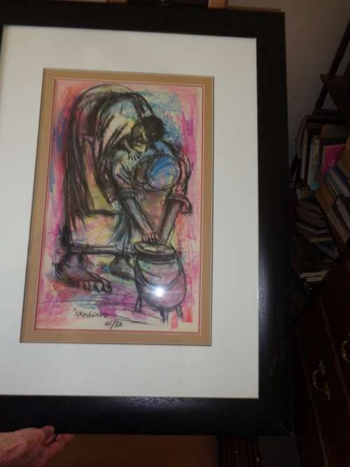 MARTIN NKWADIPO.1993 ,,A MOTHERS CARE,frmd 730 X 930 MM.see scans