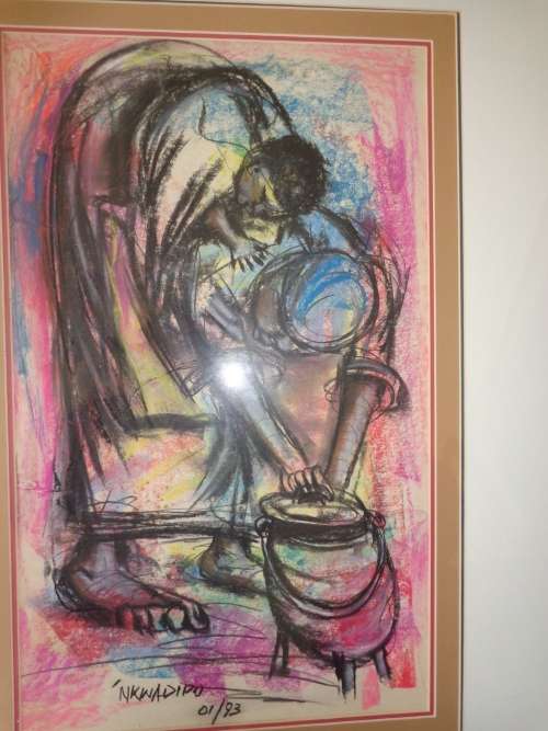 MARTIN NKWADIPO.1993 ,,A MOTHERS CARE,frmd 730 X 930 MM.see scans