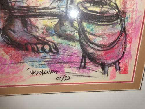 MARTIN NKWADIPO.1993 ,,A MOTHERS CARE,frmd 730 X 930 MM.see scans