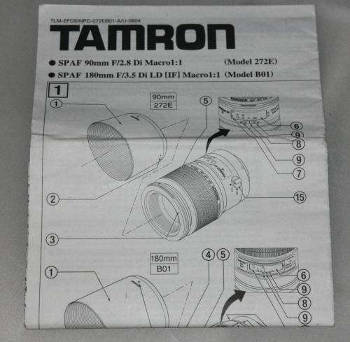 Tamron SP 90mm and SP 180mm Instruction Sheet