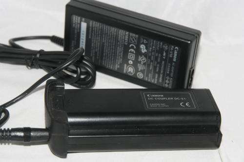 Canon DC Coupler kit DC-E1. DC Coupler and AC adapter to run camera from mains power supply