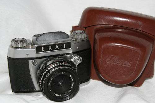 Exa 1 Film camera with 50mm f/2.8 Meyer-Optik Lens and Leather Case