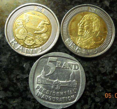 Mandela Coins Plus a Mandela 2008 INTERNATIONAL AIR MAIL Stamp -Bid is for the lot