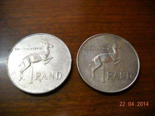 1966 and 1967 Afrikaans Silver One Rand Coins -Bid is for both coins-No Reserve.