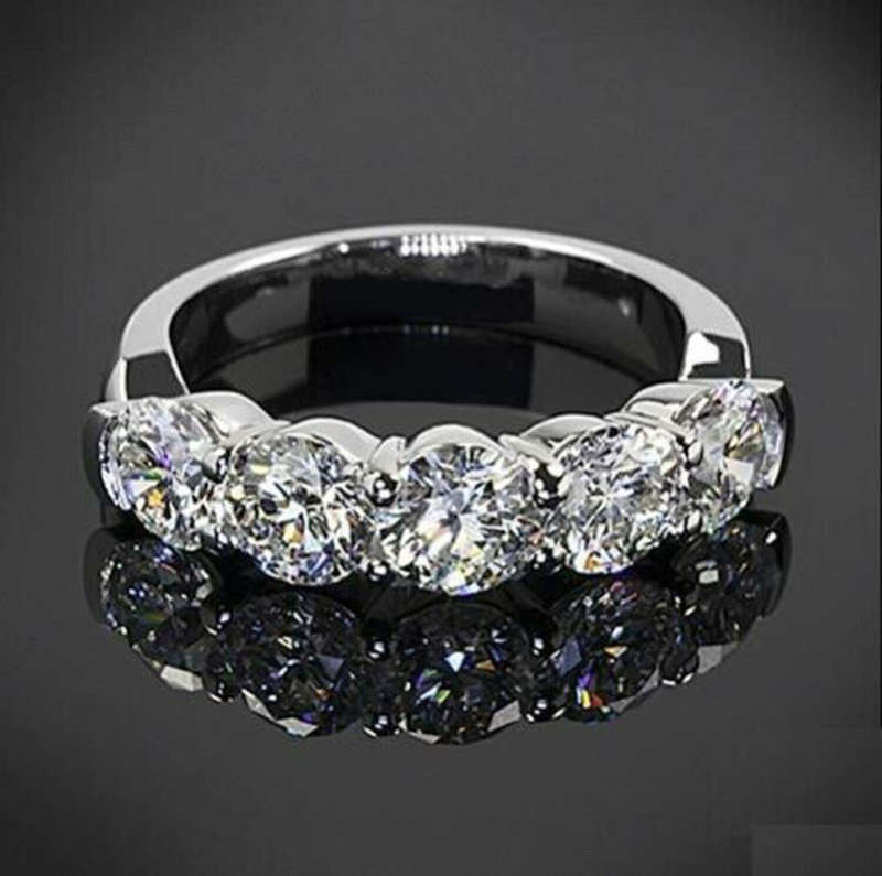 Moissanite Ring - 5 Stone  2.20 Ct Near White