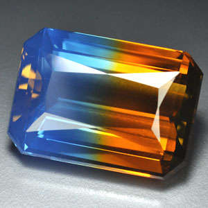 20.10ct.AWESOME BI-COLOR QUARTZ ORANGE BLUE OCT GEM