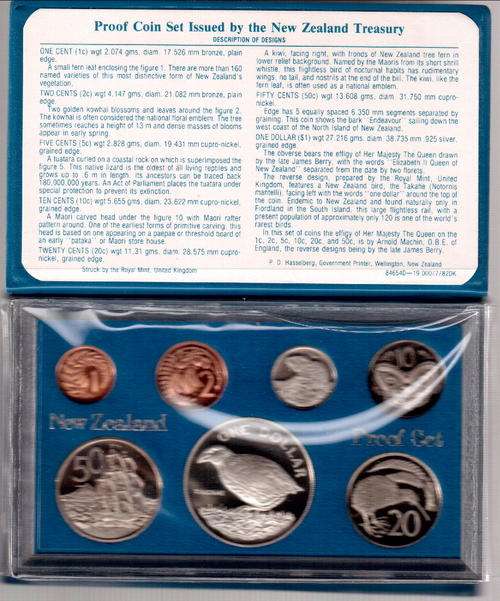 1982 New Zealand proof set issued by the New Zealand treasury