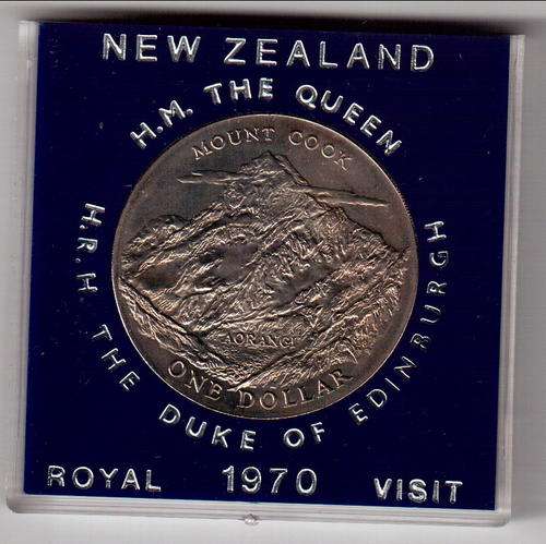 1970 New Zealand one dollar with mount cook - as per scan