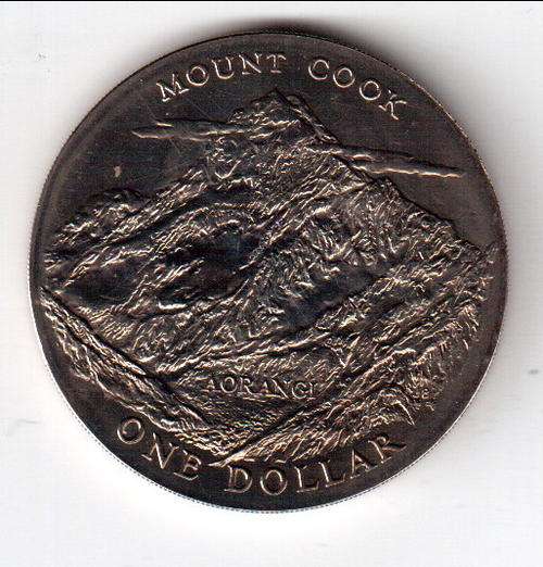 1970 New Zealand one dollar with mount cook - as per scan