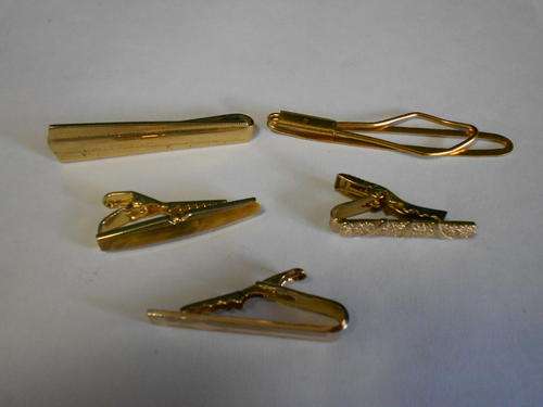 5 Gold colour tie pins, YOU BID PER ITEM TO TAKE ALL