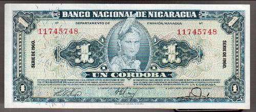 Nicaragua 1960 issue 1 cordoba banknote @ CRAZY R1 start