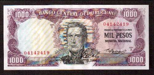 Uruguay 1000 Pesos UNC banknote - as per scan