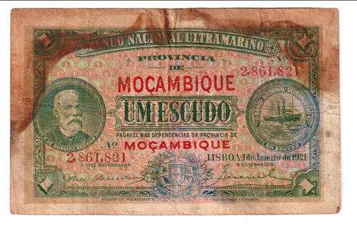 Mozambique 1921 issue 1 Escudo banknote @ CRAZY R1 start