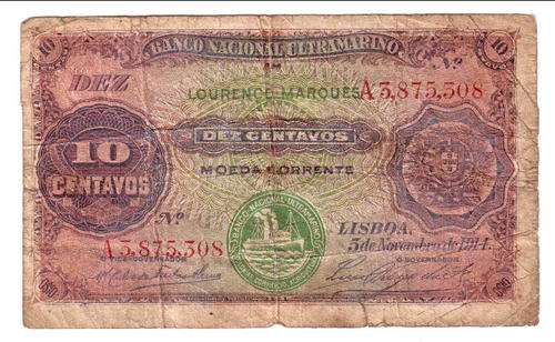 Mozambique 1914 issue 10 Centavos banknote @ CRAZY R1 start