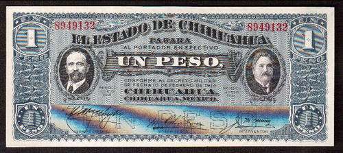 El Estado de Chihuahua 1914 issue 1 peso banknote @ CRAZY R1 start