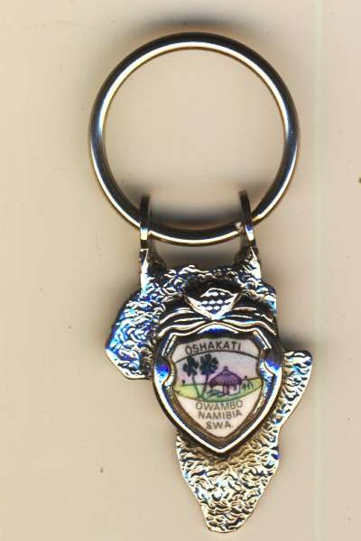 Oshakati souvenir keyring holder in shape of Africa - as per scan