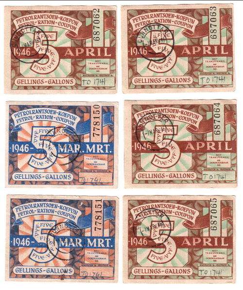 Lot of 6 Petrol coupons from Dunnotter, YOU BID PER ITEM TO TAKE ALL - as per scan