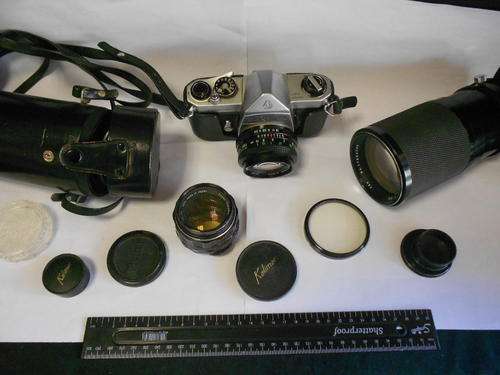 Asahi Pentax Spotmatic camera with EXTRA LENSES and accessories - as per scan*