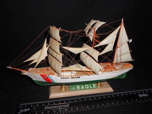 Eagle coast guard ship , scale 1/350, plastic sails are damaged and broken mast poles - as per scan