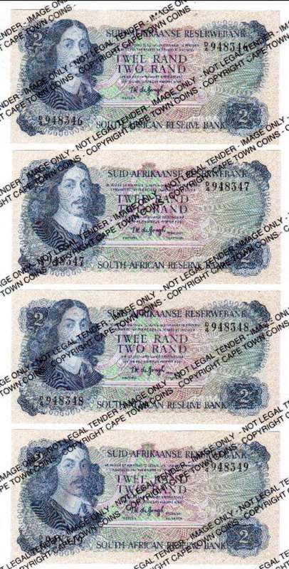 Lot of 4 Consecutive TW de Jongh 2nd issue UNC R2 banknotes - as per scan