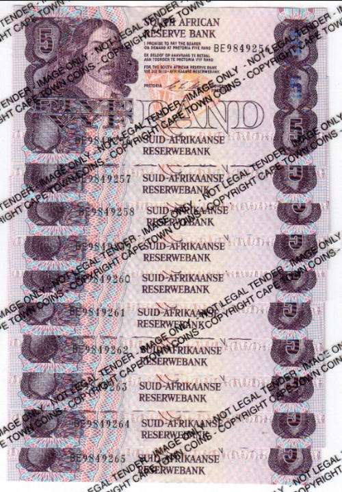 Lot of 10 consecutive CL Stals 1st issue UNC R5 banknotes - as per scan
