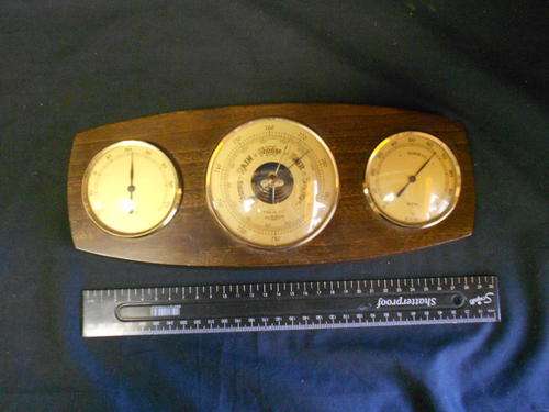 Barometer and temperature meter on wooden plaque - as per scan